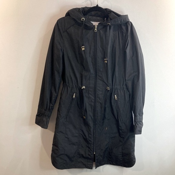 COLE HAAN Sz S Loose Packable Cap Hooded Drawstring Waffle Lining Rain Coat - Picture 1 of 13